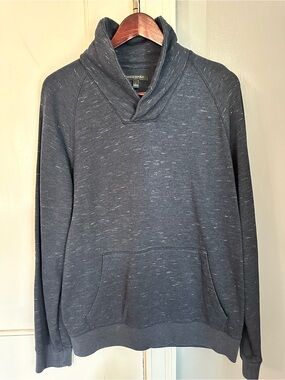 Banana Republic Men's Dark Navy Speckled Shawl-Collar Pullover